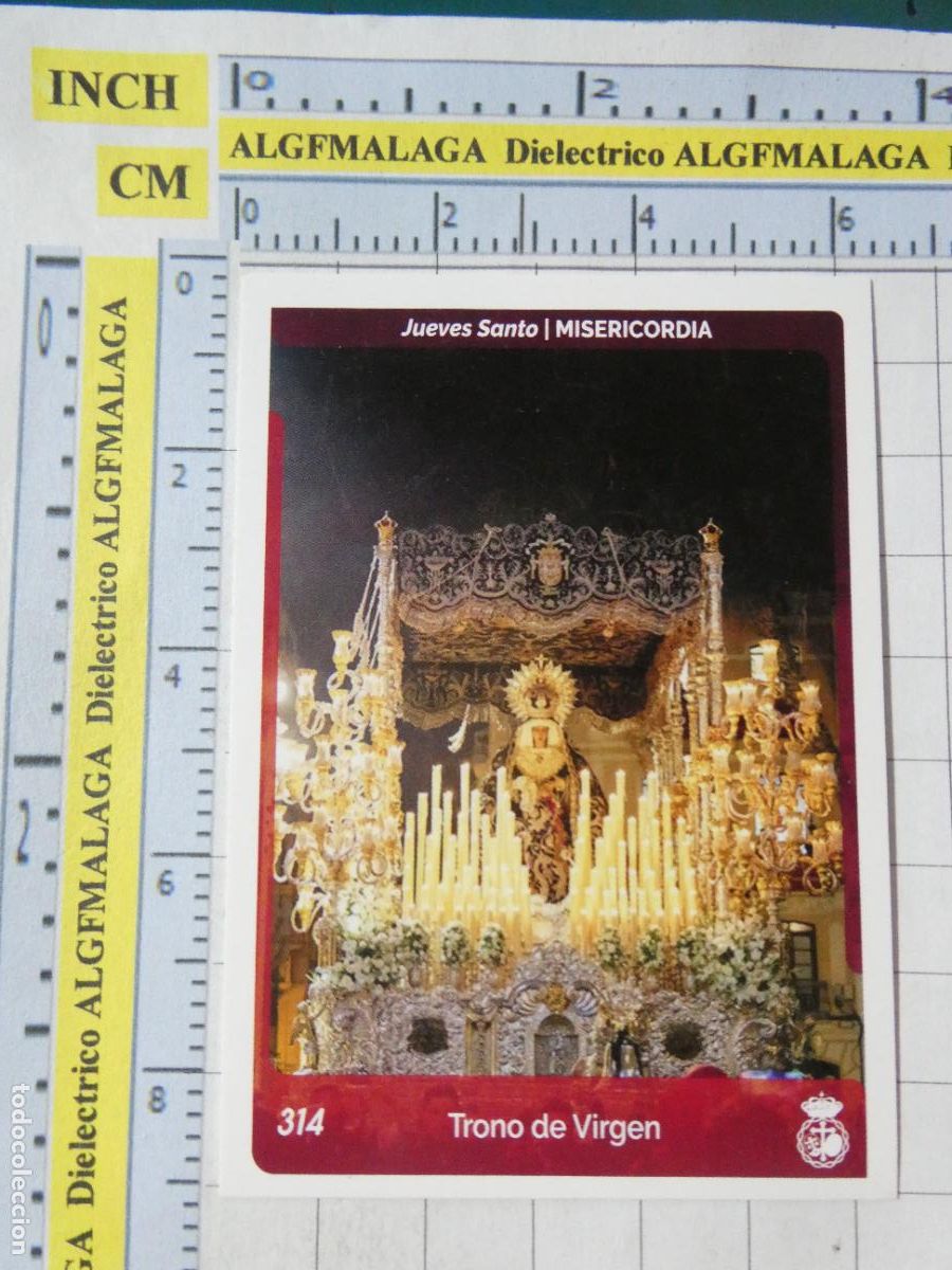 Trading cards: TARJETA TRADING CARD CROMO RELIGIOSO SEMANA SANTA M&Aacute;LAGA. HOLY CARDS 314 MISERICORDIA TRONO VIRGEN