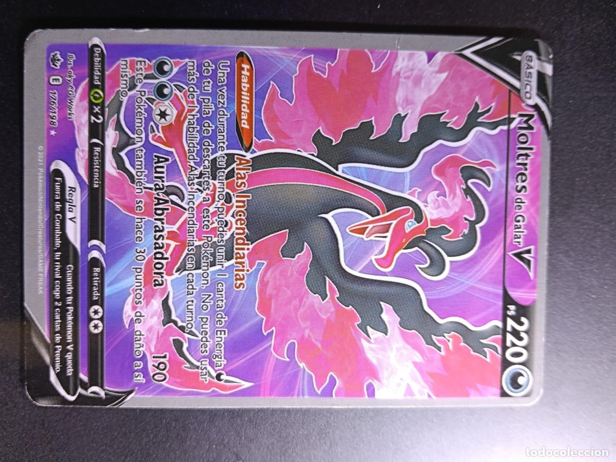 Trading cards: CROMO CARTA MOLTRES DE GALAR V 176/198 ALAS INCENDIARAS AURA ABRASADORA POKEMON 2021