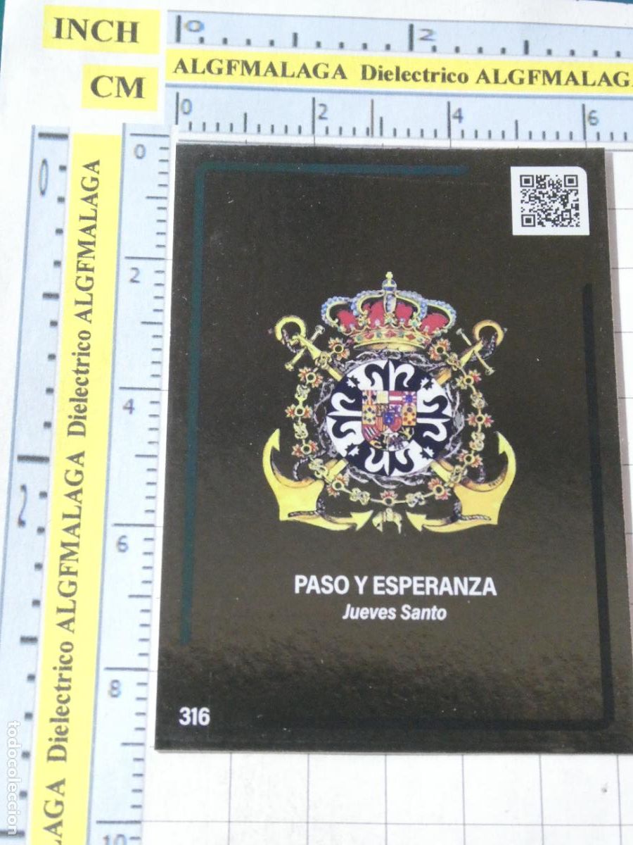 Trading cards: TARJETA TRADING CARD CROMO RELIGIOSO SEMANA SANTA M&Aacute;LAGA. HOLY CARDS 316 PASO ESPERANZA ESCUDO
