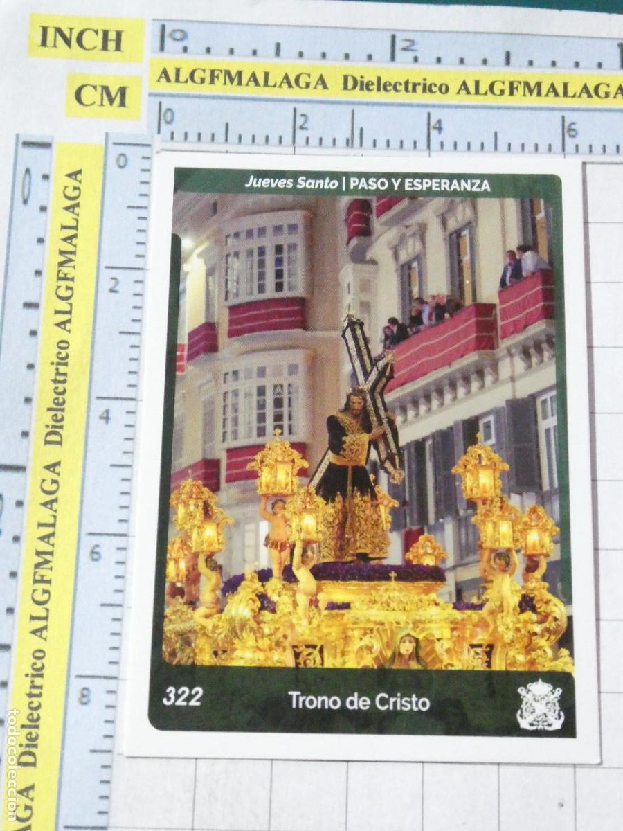 Trading cards: TARJETA TRADING CARD CROMO RELIGIOSO SEMANA SANTA M&Aacute;LAGA. HOLY CARDS 322 PASO ESPERANZA TRONO CRISTO
