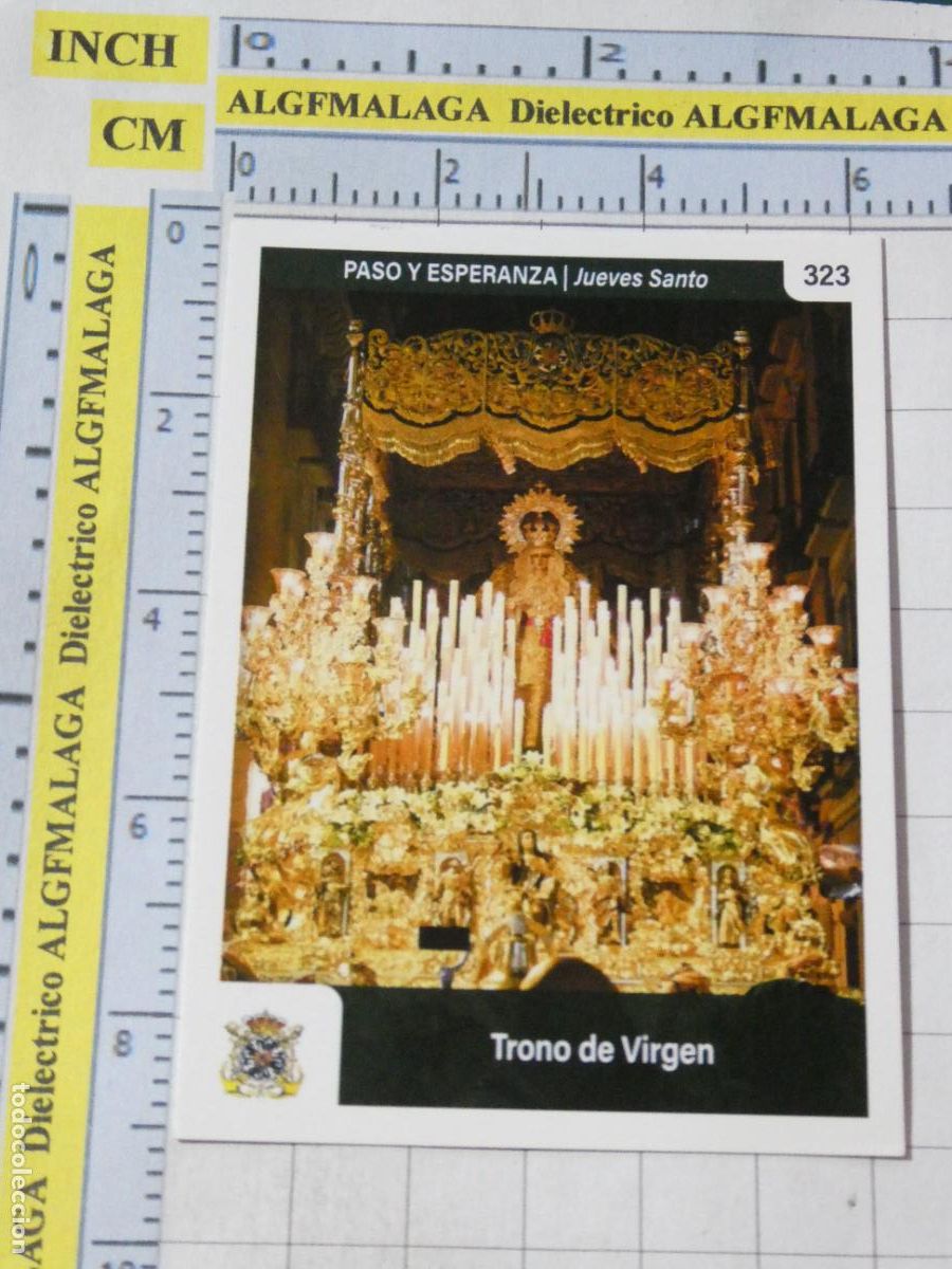 Trading cards: TARJETA TRADING CARD CROMO RELIGIOSO SEMANA SANTA M&Aacute;LAGA. HOLY CARDS 323 PASO ESPERANZA TRONO VIRGEN