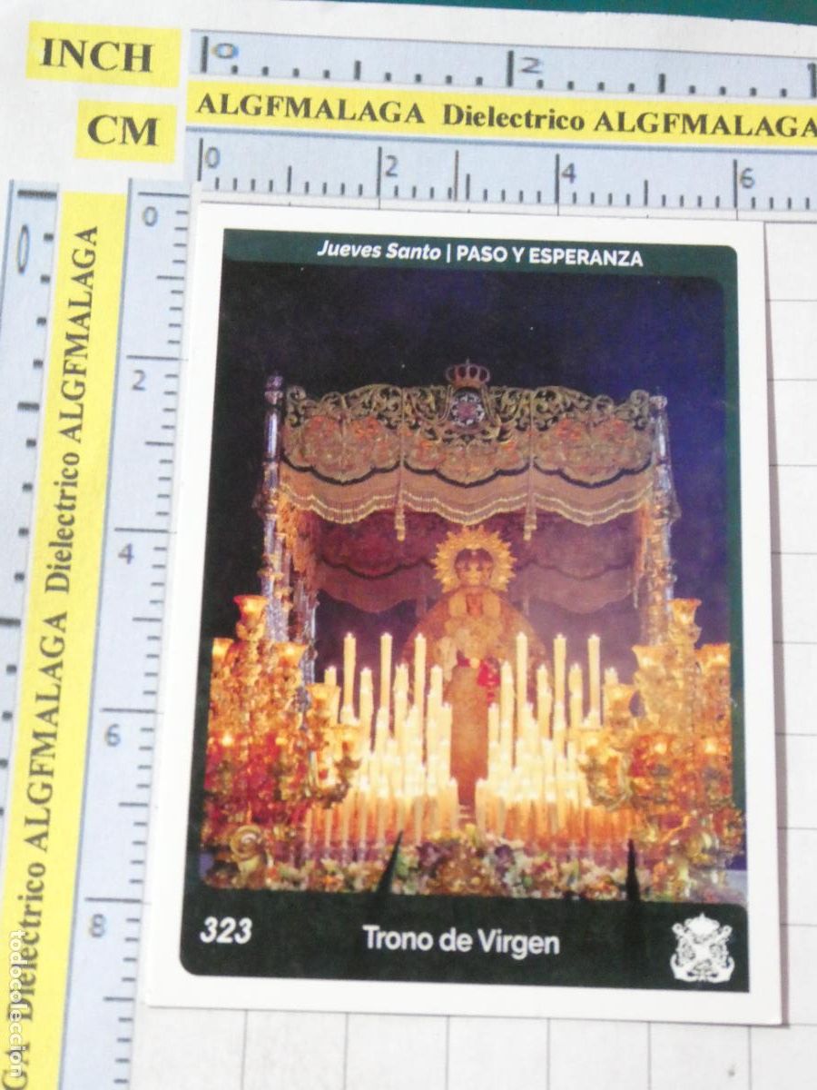 Trading cards: TARJETA TRADING CARD CROMO RELIGIOSO SEMANA SANTA M&Aacute;LAGA. HOLY CARDS 323 PASO ESPERANZA TRONO VIRGEN