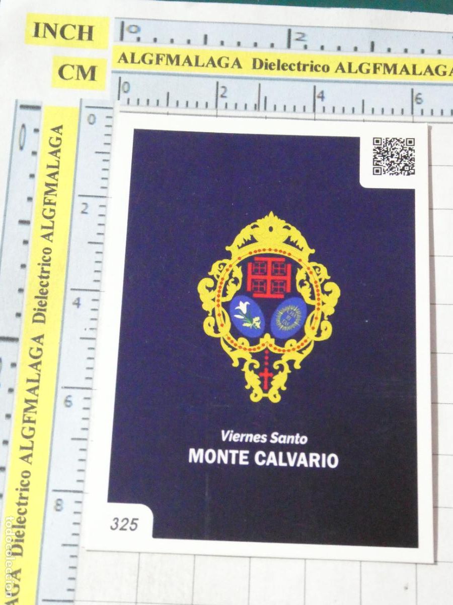 Trading cards: TARJETA TRADING CARD CROMO RELIGIOSO SEMANA SANTA M&Aacute;LAGA. HOLY CARDS 325 MONTE CALVARIO ESCUDO