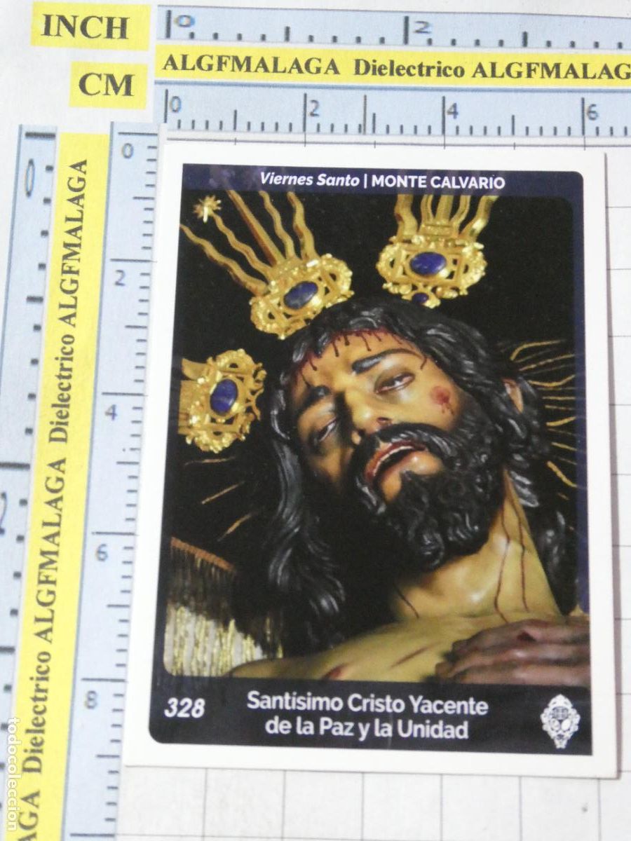 Trading cards: TARJETA TRADING CARD CROMO RELIGIOSO SEMANA SANTA M&Aacute;LAGA. HOLY CARDS 328 MONTE CALVARIO CRISTO YACEN