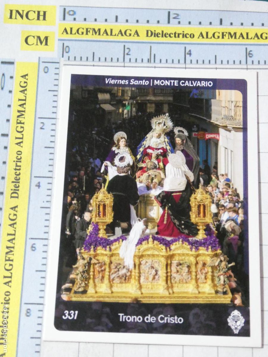 Trading cards: TARJETA TRADING CARD CROMO RELIGIOSO SEMANA SANTA M&Aacute;LAGA. HOLY CARDS 331 MONTE CALVARIO TRONO CRISTO
