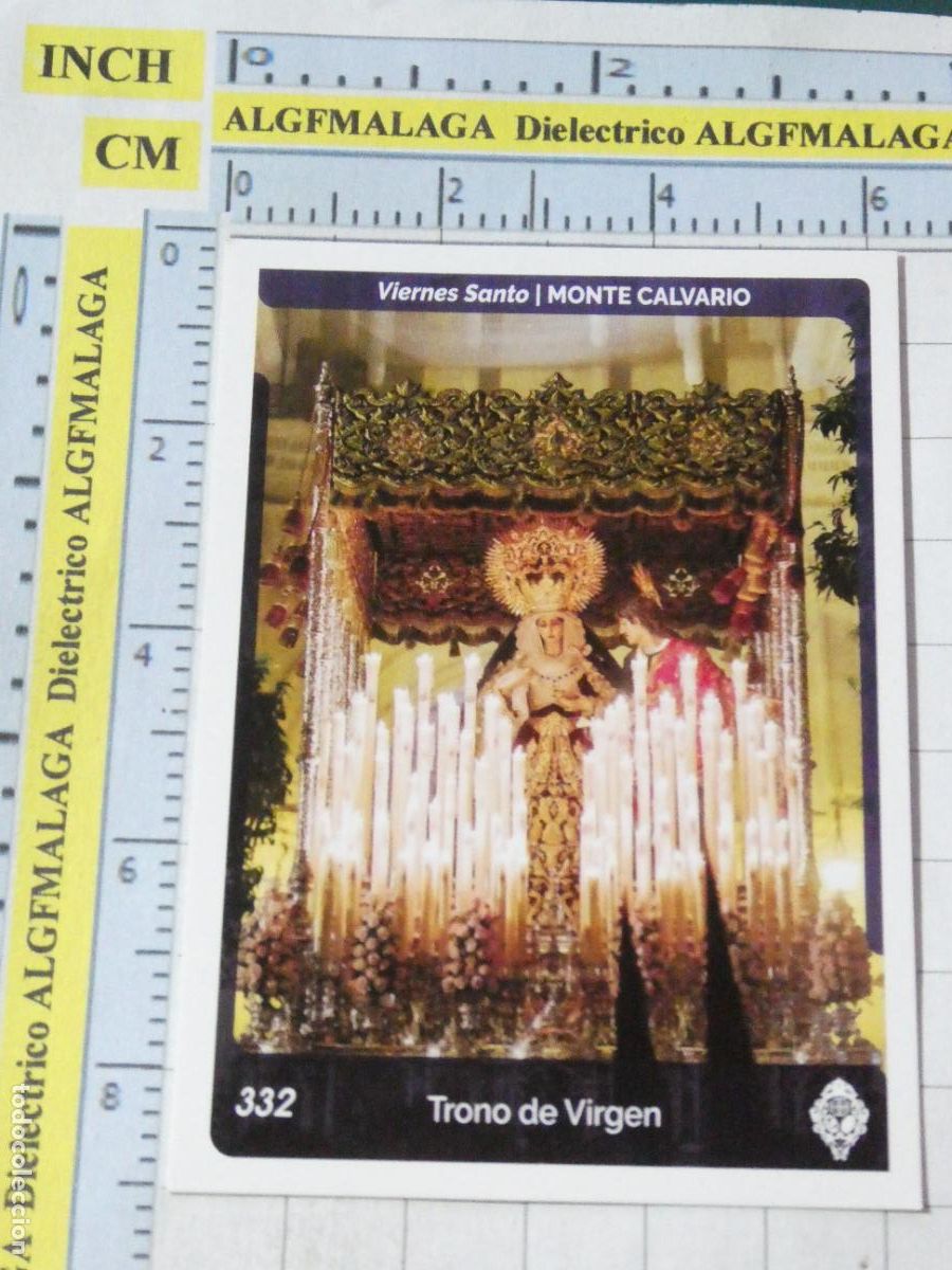 Trading cards: TARJETA TRADING CARD CROMO RELIGIOSO SEMANA SANTA M&Aacute;LAGA. HOLY CARDS 332 MONTE CALVARIO TRONO VIRGEN