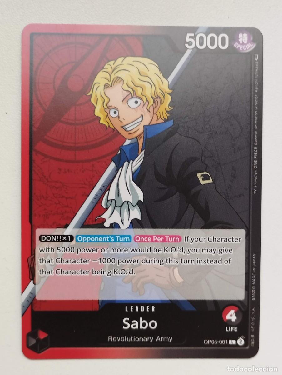 Trading cards: CROMO TRADING CARD ONE PIECE BANDAI - Sabo (OP05-001) (V.1) LIDER LEADER