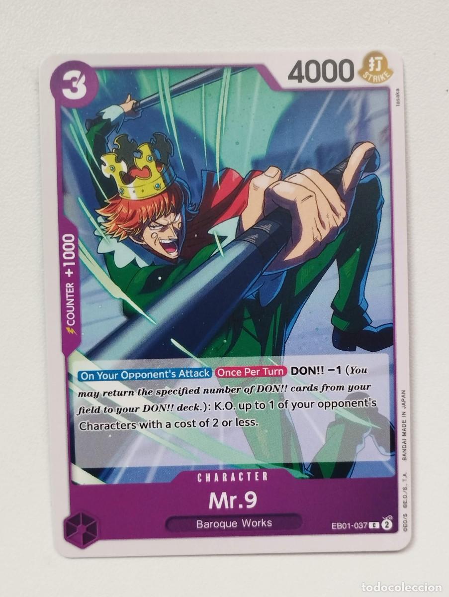 Trading cards: CROMO TRADING CARD ONE PIECE BANDAI - Mr. 9 (EB01-037)