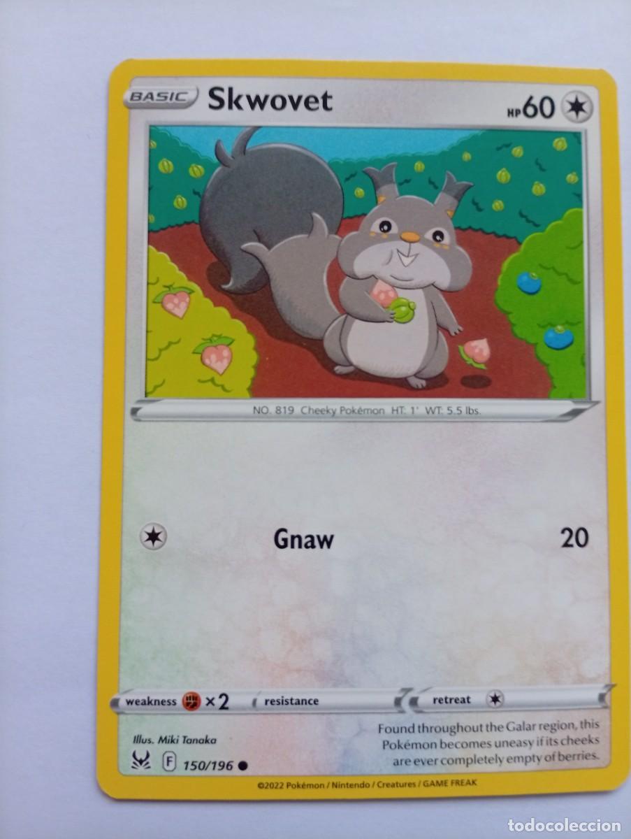 Trading cards: Carta Pok&eacute;mon de Skwovet, correspondiente a la edici&oacute;n de 2022. ingles - N&uacute;mero de colecci&oacute;n #150/19