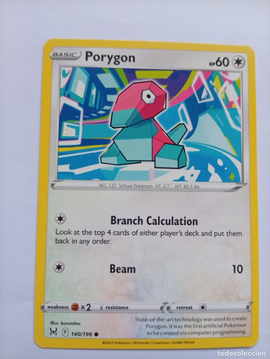 Trading cards: Carta Pok&eacute;mon de Porygon, perteneciente a la colecci&oacute;n de 2022. ingles - N&uacute;mero de carta 140/196. -