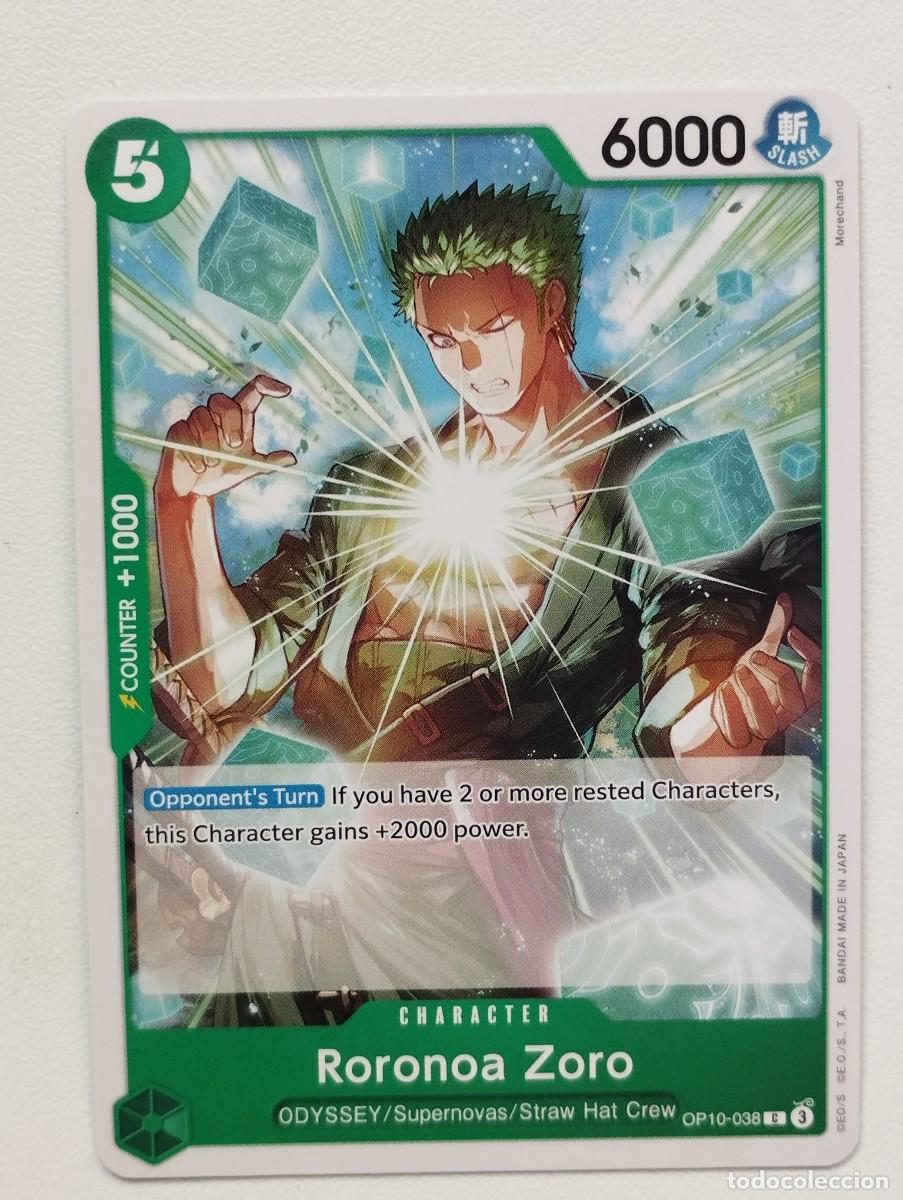 Trading cards: CROMO TRADING CARD ONE PIECE BANDAI - Roronoa Zoro (OP10-038)