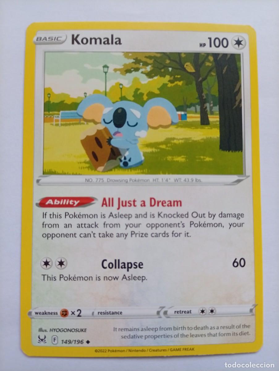 Trading cards: Carta coleccionable de Pok&eacute;mon, modelo Komala, correspondiente a la edici&oacute;n de 2022. - Idioma: ingl
