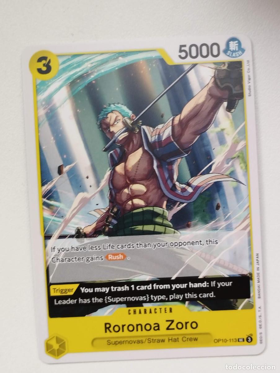 Trading cards: CROMO TRADING CARD ONE PIECE BANDAI - Roronoa Zoro (OP10-113) UC