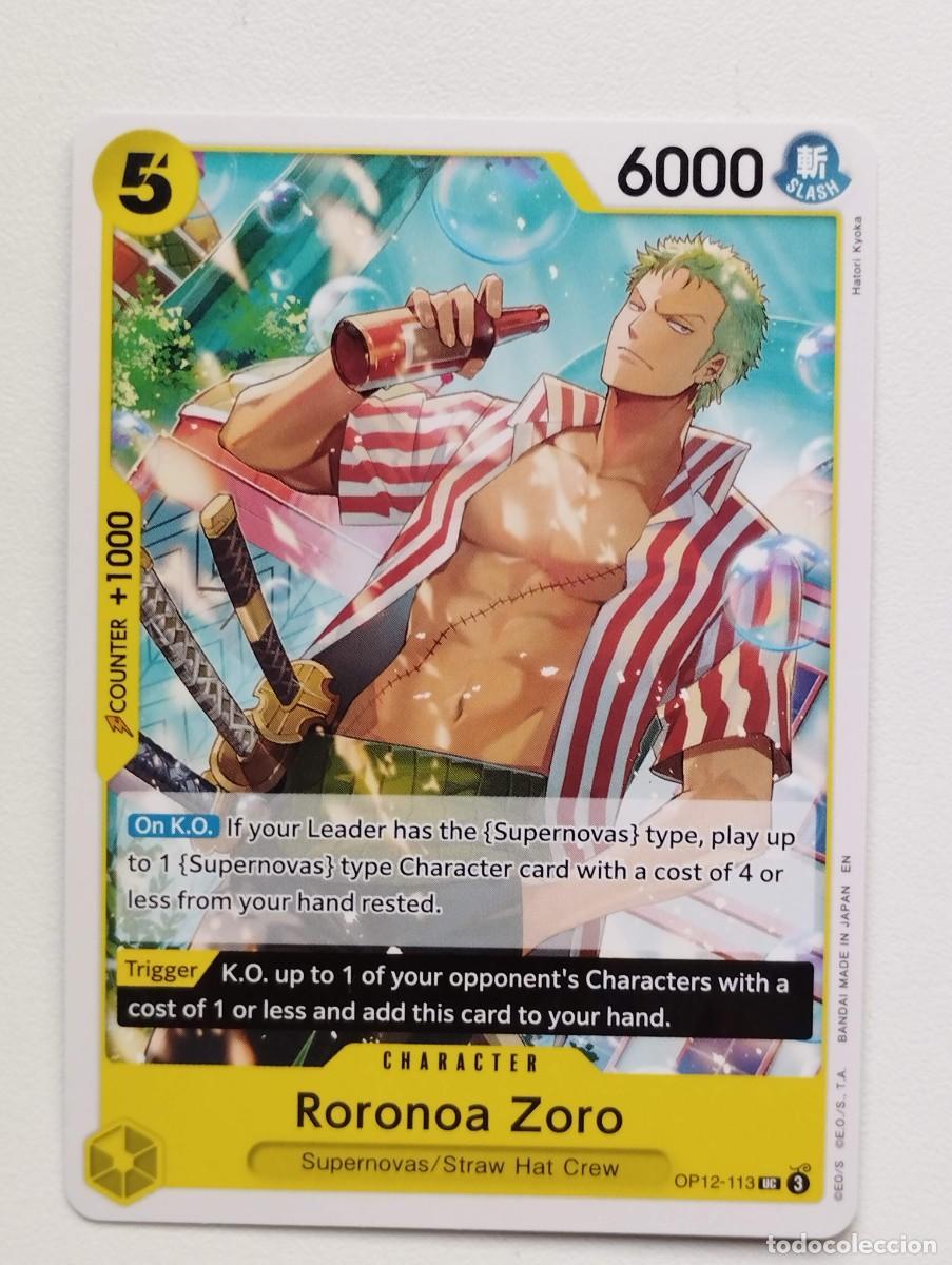 Trading cards: CROMO TRADING CARD ONE PIECE BANDAI - Roronoa Zoro (OP12-113) UC