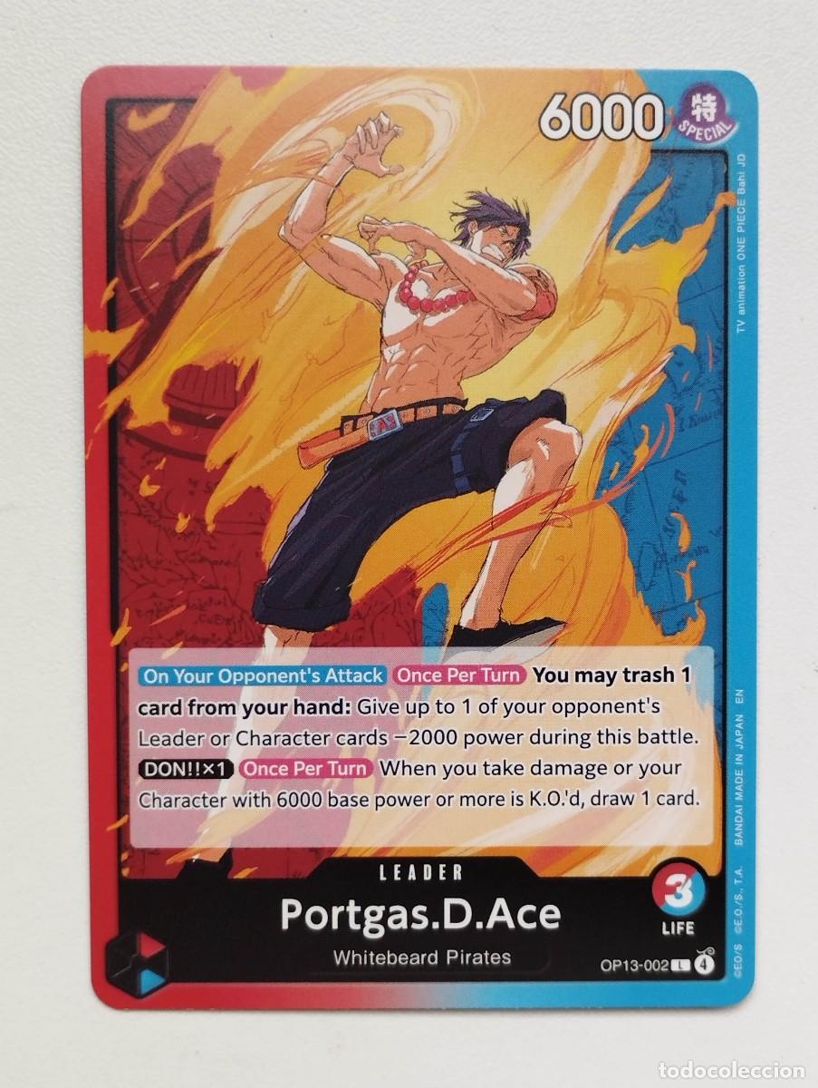 Trading cards: CROMO TRADING CARD ONE PIECE BANDAI - Portgas.D.Ace (OP13-002) (V.1) LIDER LEADER