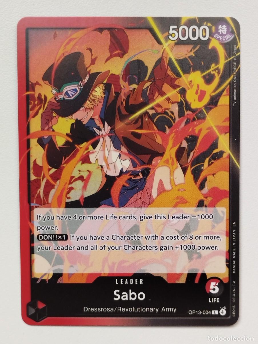 Trading cards: CROMO TRADING CARD ONE PIECE BANDAI - Sabo (OP13-004) (V.1) LIDER LEADER