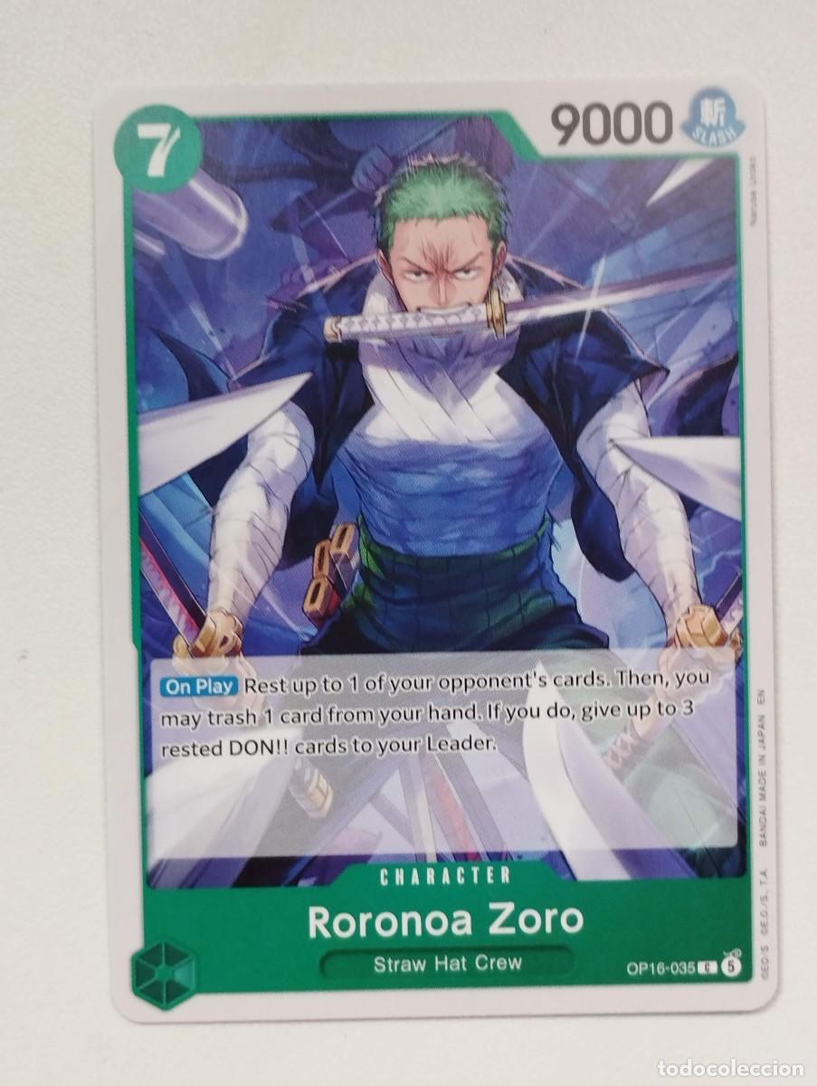 Trading cards: CROMO TRADING CARD ONE PIECE BANDAI - Roronoa Zoro (OP16-035)