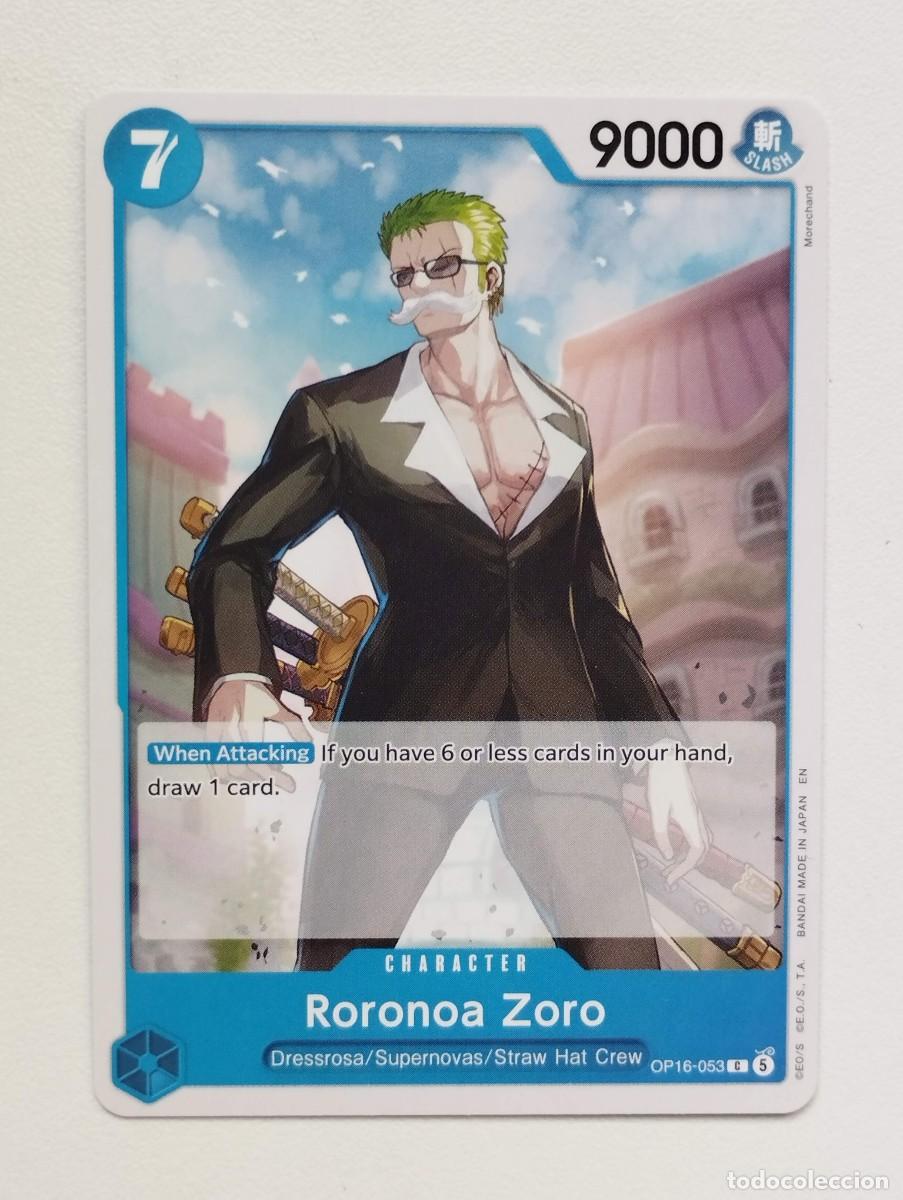 Trading cards: CROMO TRADING CARD ONE PIECE BANDAI - Roronoa Zoro (OP16-053)