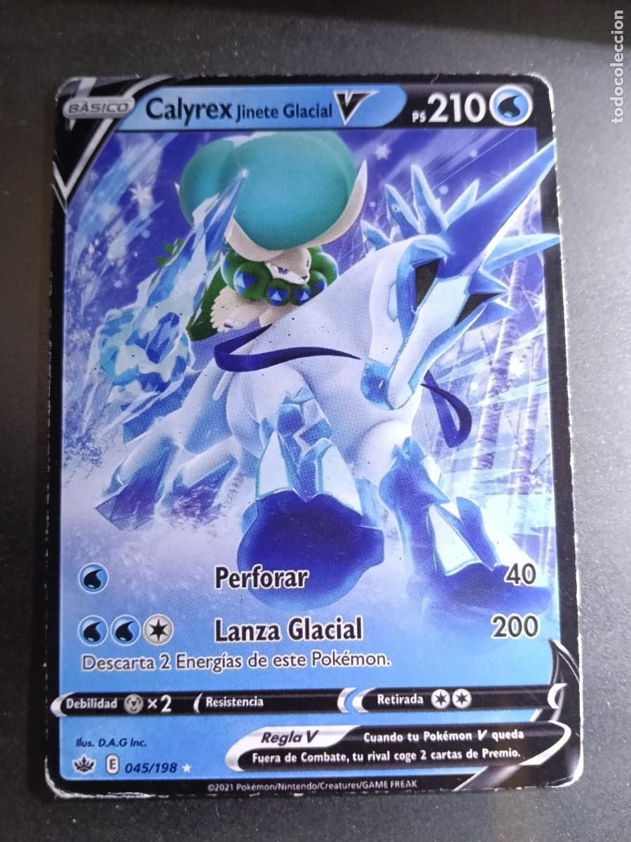 Trading cards: CROMO CARTA CALYREX JINETE GLACIAL 145/198 PERFORAR LANZA GLACIAL POKEMON 2021