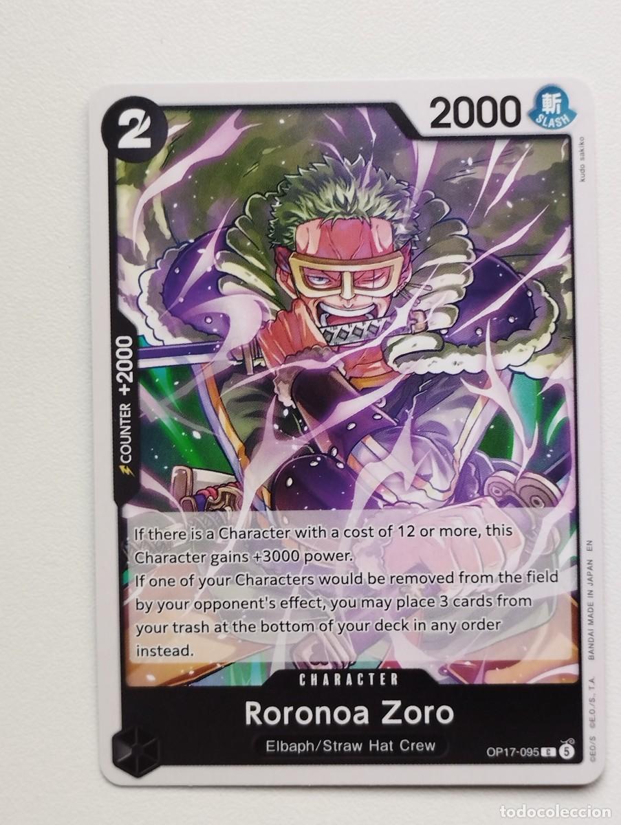 Trading cards: CROMO TRADING CARD ONE PIECE BANDAI - Roronoa Zoro (OP17-095)