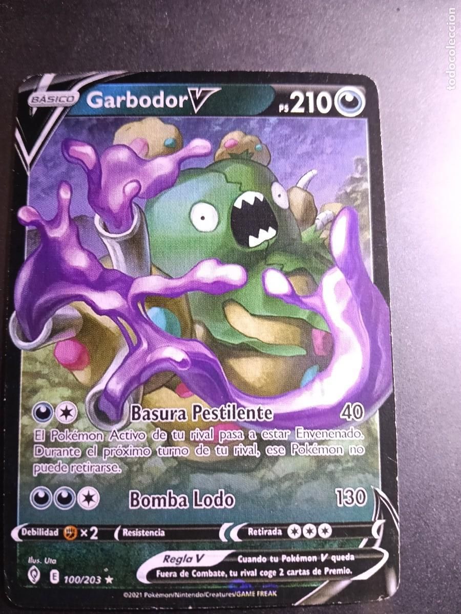 Trading cards: CROMO CARTA GARBODOR V 100/203 BASURA PESTILENTE BOMBA LODO POKEMON 2021