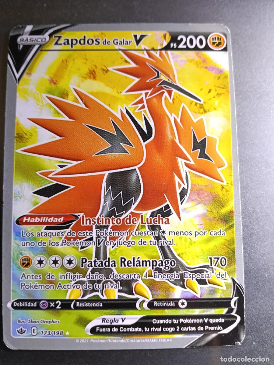 Trading cards: CROMO CARTA ZAPDOS DE GALAR V 173/198 INSTINTO DE LUCHA PATADA RELAMPAGO POKEMON 2021