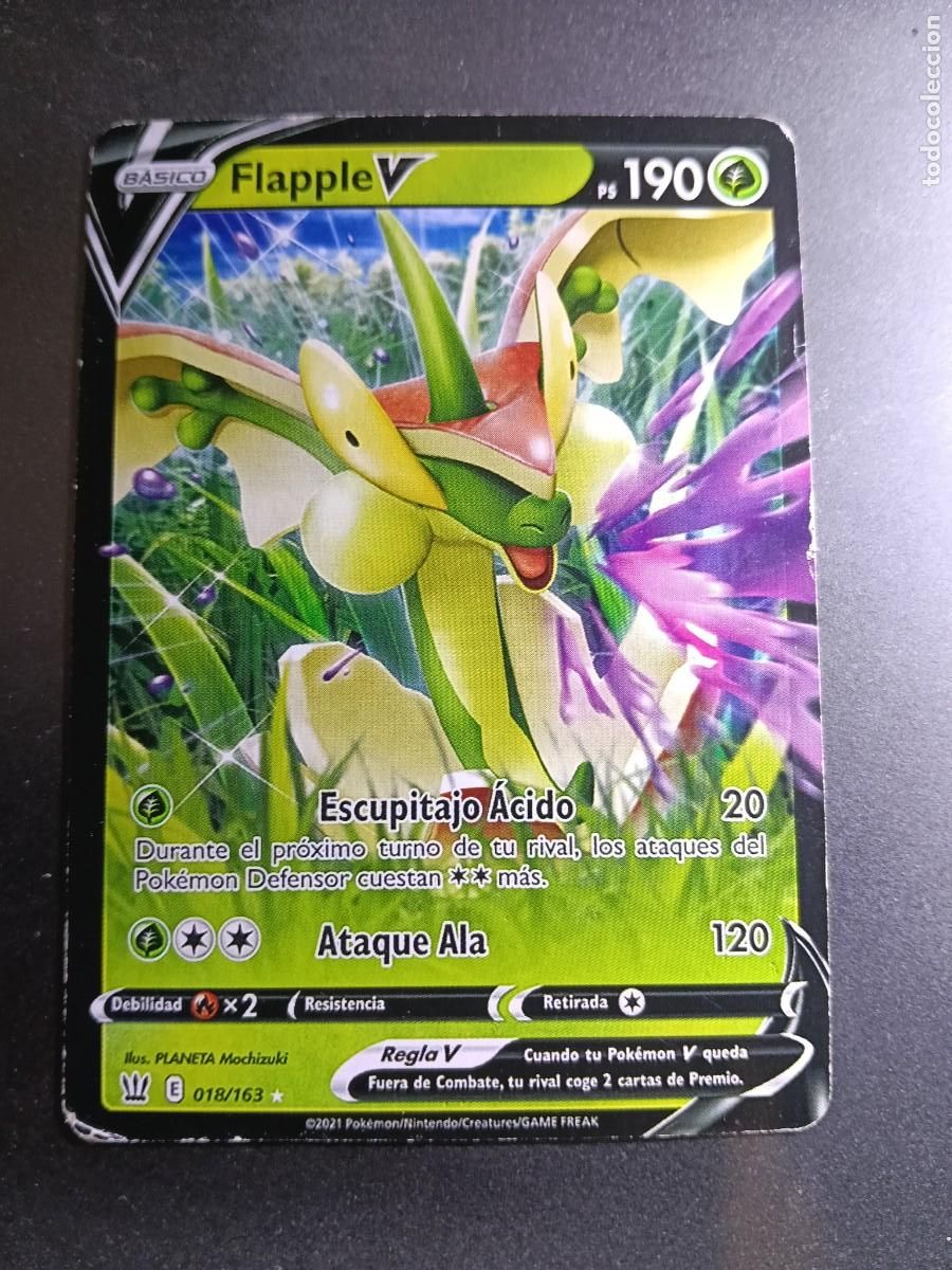 Trading cards: CROMO CARTA FLAPPLE V 18/163 ESCUPITAJO ACIDO ATAQUE ALA POKEMON 2021