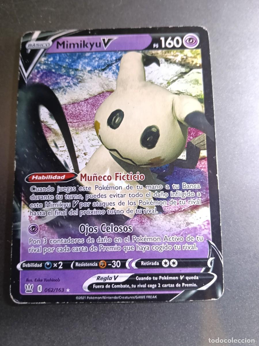 Trading cards: CROMO CARTA MIMIKYU V 62/163 MU&Ntilde;ECO FICTICIO OJOS CELOSOS POKEMON 2021