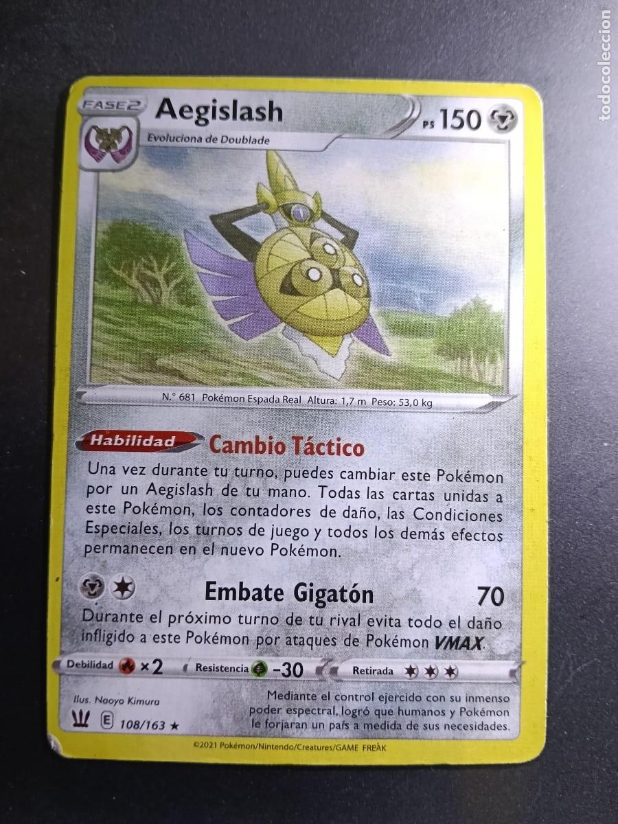 Trading cards: CROMO CARTA AEGISLASH 108/163 CAMBIO TACTICO EMBATE GIGATON N&ordm;681 POKEMON 2021