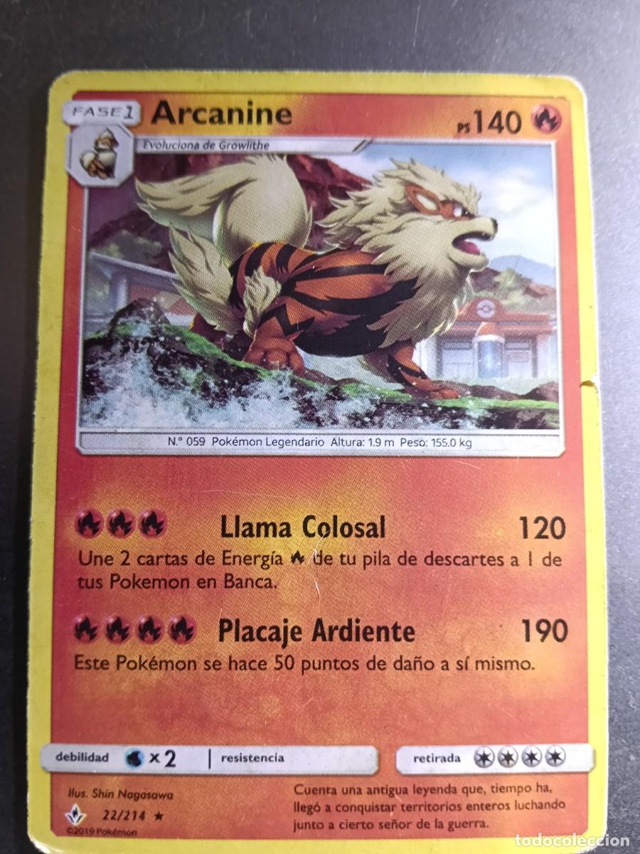 Trading cards: CROMO CARTA ARCANINE 22/214 LLAMA COLOSAL PLACAJE ARDIENTE N 59 POKEMON 2019
