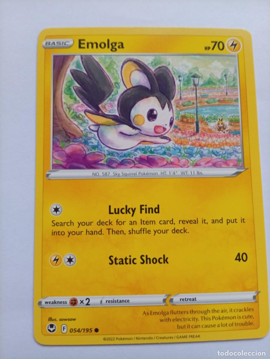 Trading cards: Carta Pok&eacute;mon de Emolga, correspondiente a la edici&oacute;n de 2022. - N&uacute;mero de colecci&oacute;n 54/195. - Idio
