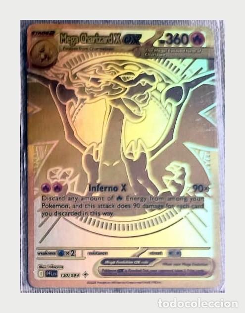 Trading cards: Carta Pok&eacute;mon Mega Charizard X ex dorada 130/094