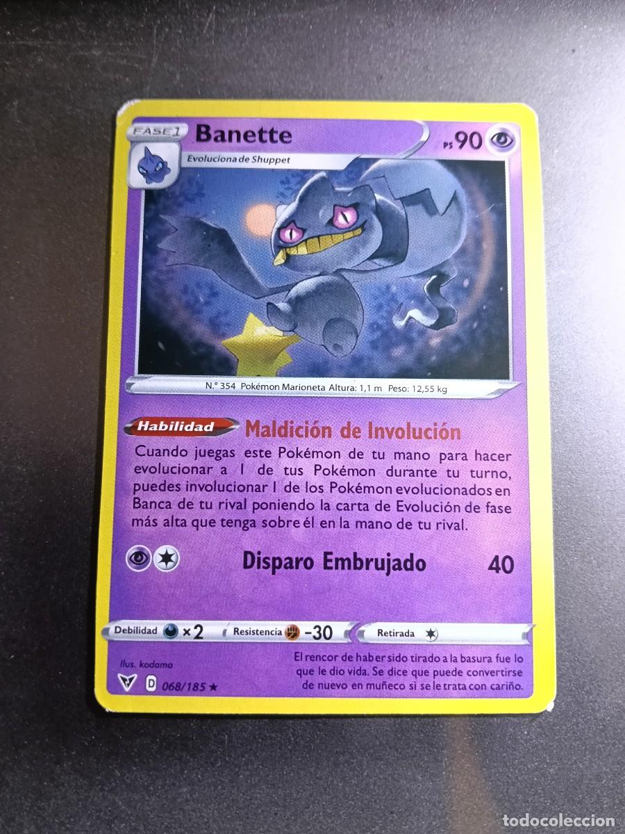 Trading cards: CROMO CARTA BANETTE 68/185 MALDICION DE INVOLUCION DISPARO EMBRUJADO N&ordm;354 POKEMON