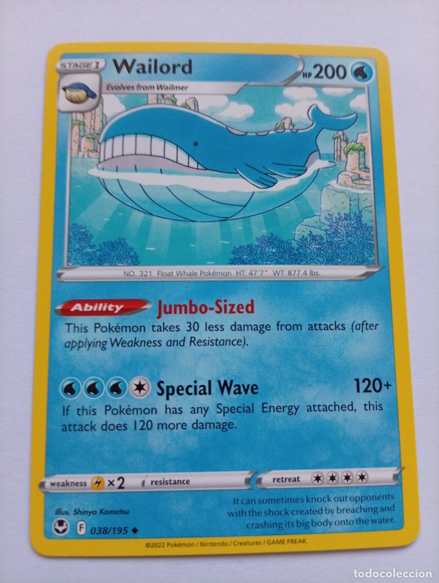 Trading cards: Carta Pok&eacute;mon de Wailord, correspondiente a la edici&oacute;n de 2022. - Idioma: ingl&eacute;s. - N&uacute;mero de carta