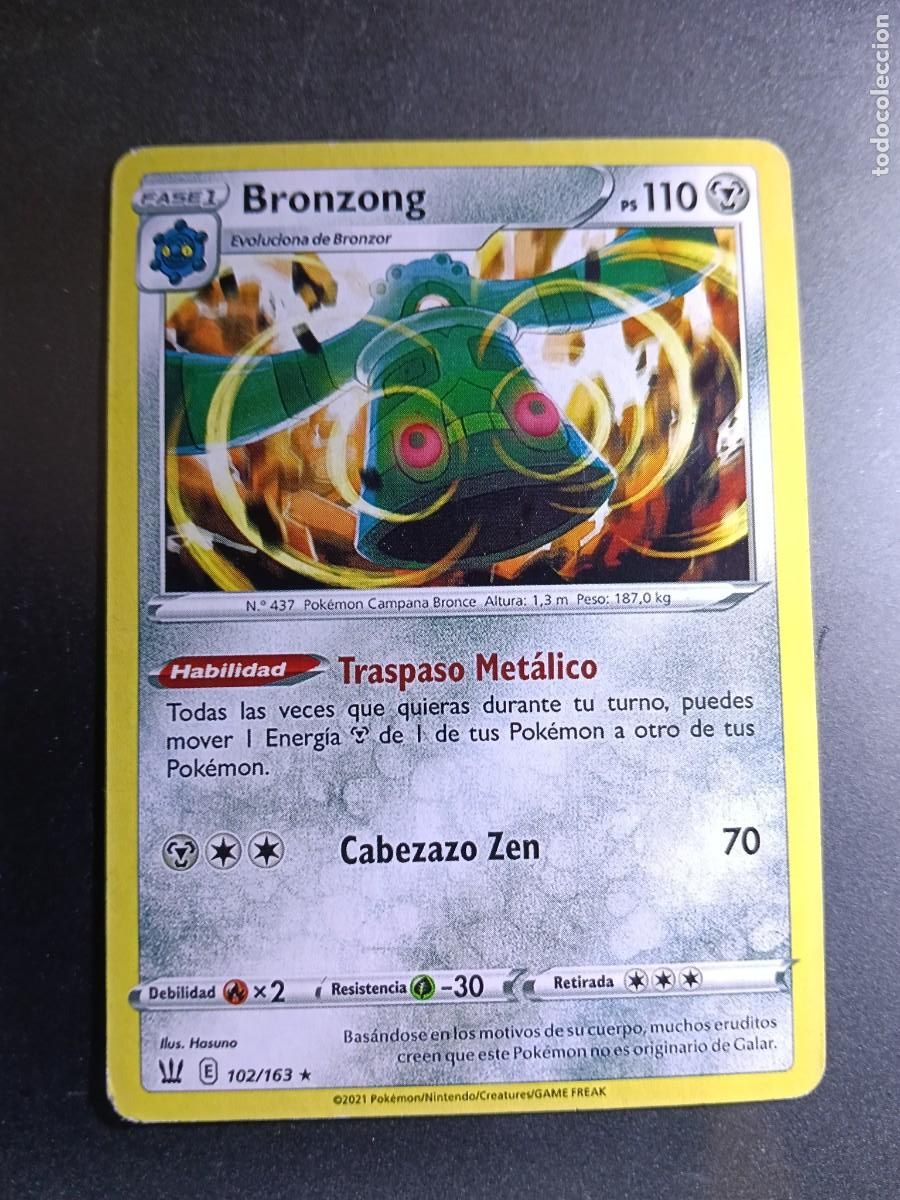 Trading cards: CROMO CARTA BRONZONG 102/163 TRASPASO METALICO CABEZAZO ZEN N&ordm;437 POKEMON 2021