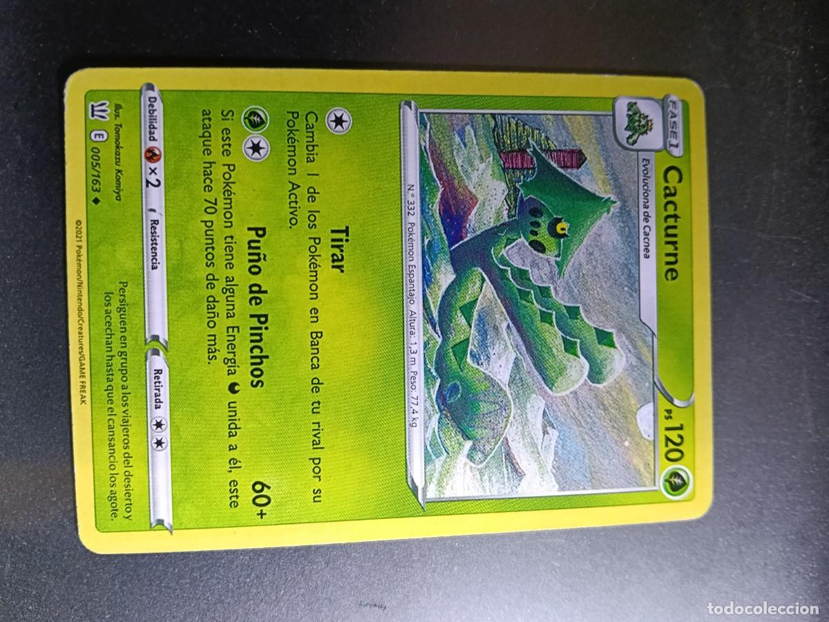 Trading cards: CROMO CARTA CACTURNE 5/163 TIRAR PU&Ntilde;O DE PINCHOS N&ordm;332 POKEMON 2021