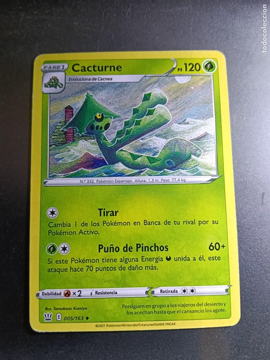 Trading cards: CROMO CARTA CACTURNE 5/163 TIRAR PU&Ntilde;O DE PINCHOS N&ordm;332 POKEMON 2021