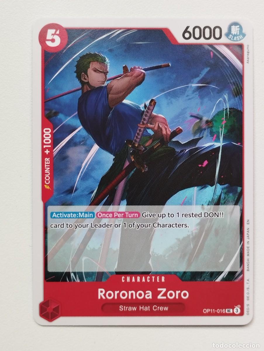 Trading cards: CROMO TRADING CARD ONE PIECE BANDAI - Roronoa Zoro (OP11-016) UC