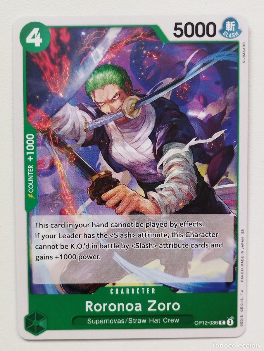 Trading cards: CROMO TRADING CARD ONE PIECE BANDAI - Roronoa Zoro (OP12-036) UC
