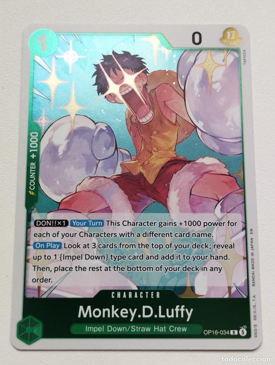 Trading cards: CROMO TRADING CARD ONE PIECE BANDAI - Monkey.D.Luffy (OP16-034) (V.1) HOLO RARA R
