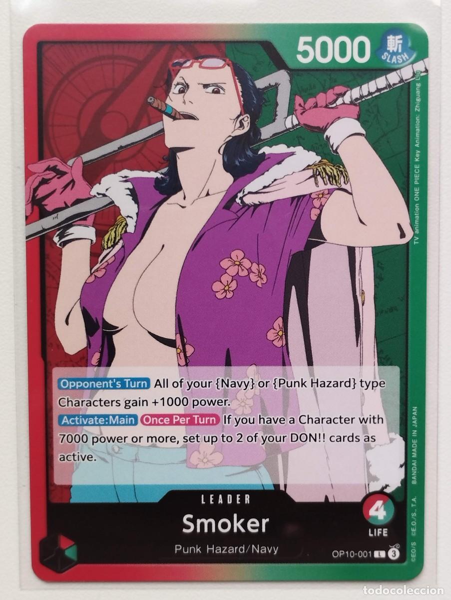 Trading cards: CROMO TRADING CARD ONE PIECE BANDAI - Smoker (OP10-001) LIDER LEADER