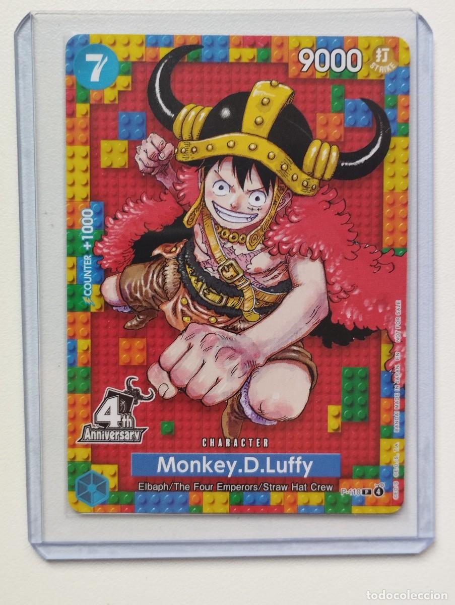 Trading cards: CROMO TRADING CROMO TRADING CARD ONE PIECE BANDAI Monkey.D.Luffy (P-110) (V.1) PROMO 4TH ANIVERSARY