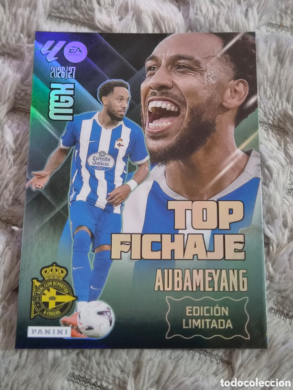 Trading cards: AUBAMEYANG, DEPORTIVO TOP FICHAJE EDICI&Oacute;N LIMITADA MEGACRACKS 2026 2027