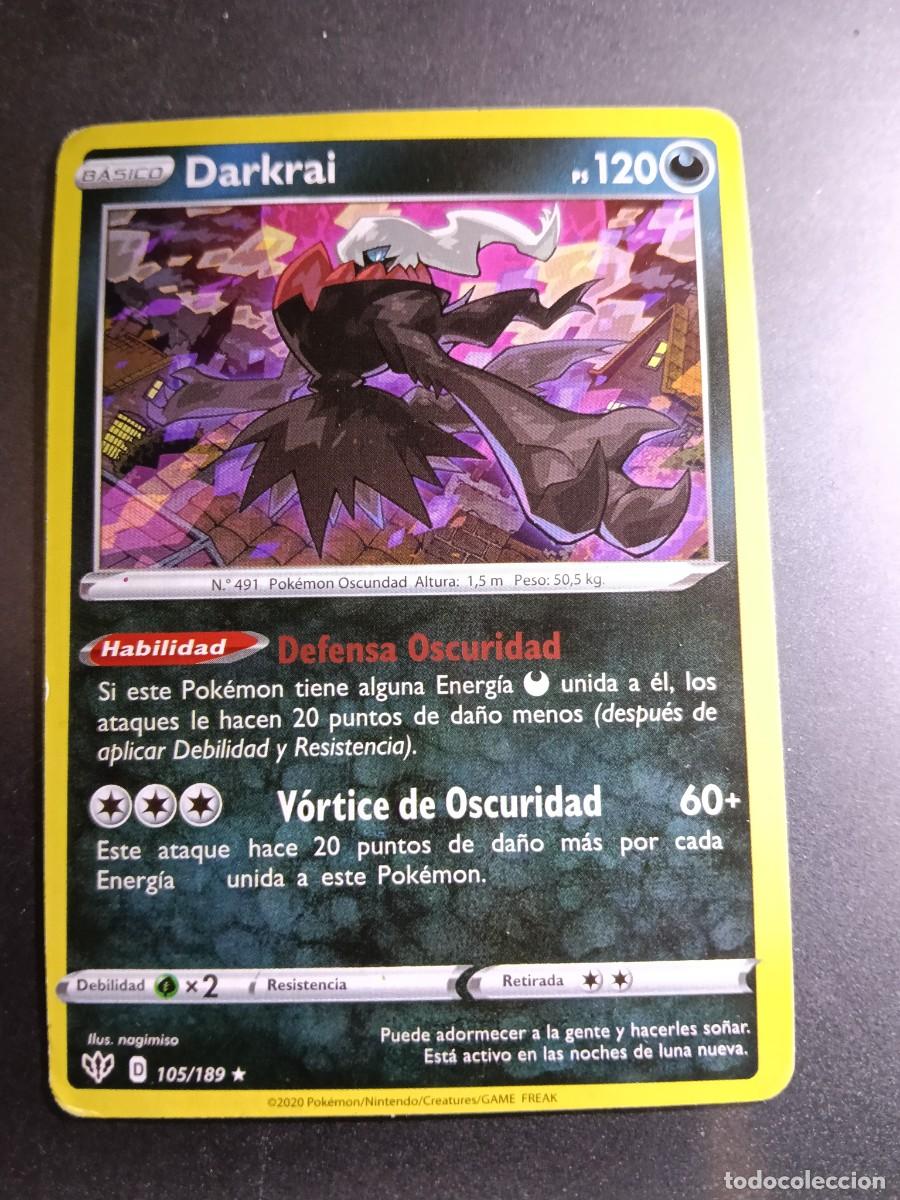 Trading cards: CROMO CARTA DARKRAI 105/189 DEFENSA OSCURIDAD VORTICE DE OSCURIDAD N&deg;491 POK&Eacute;MON 2020