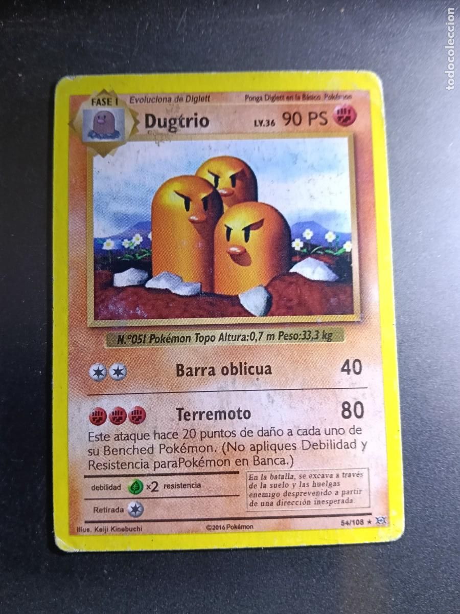 Trading cards: CROMO CARTA DUGTRIO 54/108 BARRA OBLICUA TERREMOTO N&deg;51 POK&Eacute;MON 2016