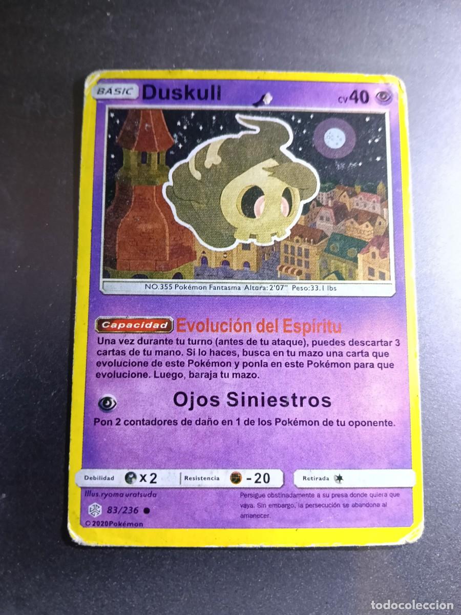 Trading cards: CROMO CARTA DUSKULL 83/236 EVOLUCION DEL ESPIRITU OJOS SINIESTROS N&deg;355 POK&Eacute;MON 2020