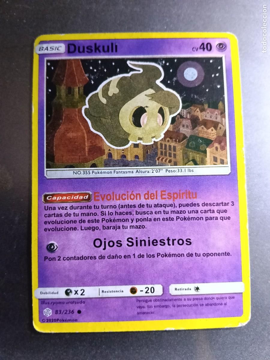 Sammelkarten: CROMO CARTA DUSKULL 83/236 EVOLUCION DEL ESPIRITU OJOS SINIESTROS N&deg;355 POK&Eacute;MON 2020