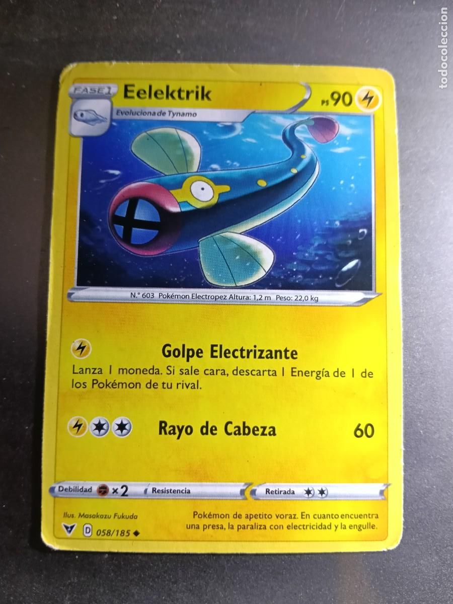 Trading cards: CROMO CARTA EELEKTRIK 58/185 GOLPE ELECTRIZANTE RAYO DE CABEZA N&deg;603 POK&Eacute;MON