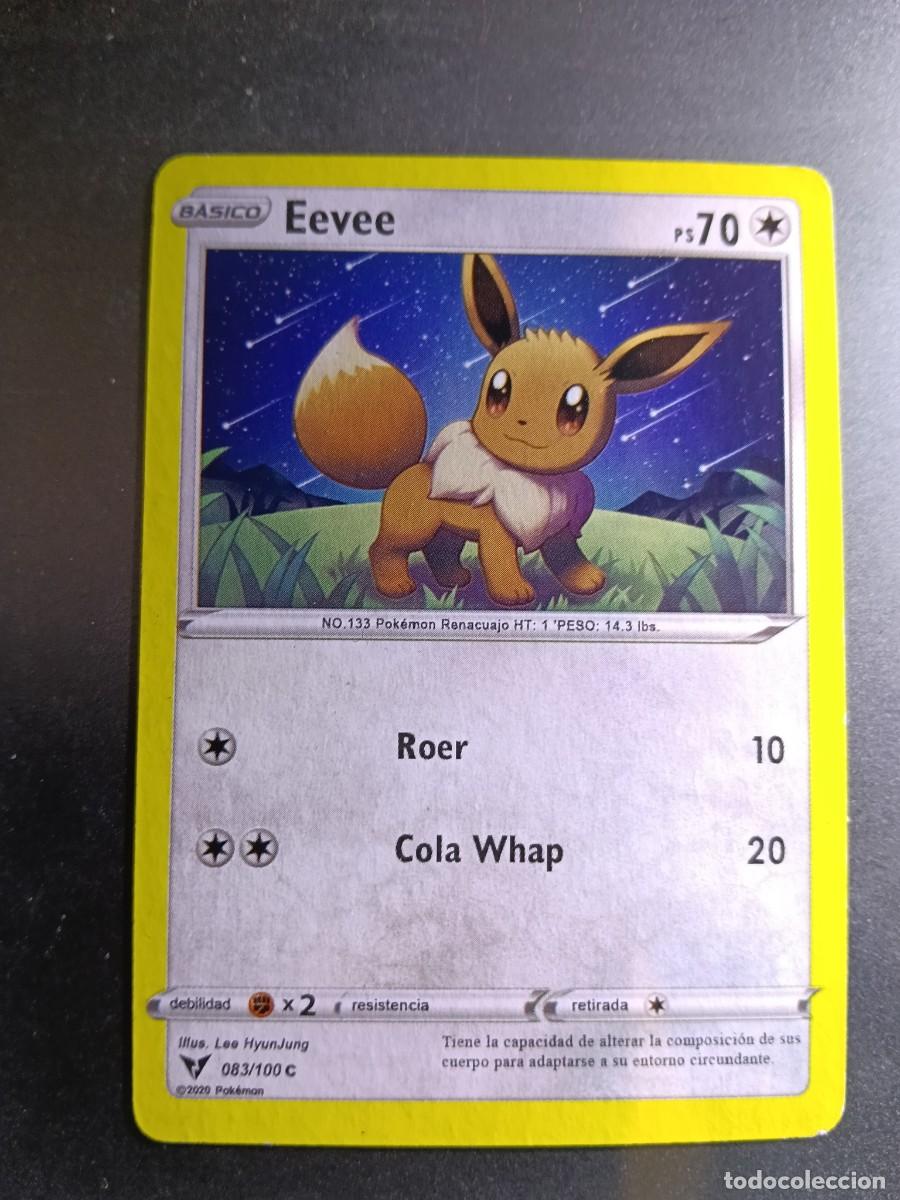 Trading cards: CROMO CARTA EEVEE 83/100 ROER COLA WHAP N&deg;133 POK&Eacute;MON 2020