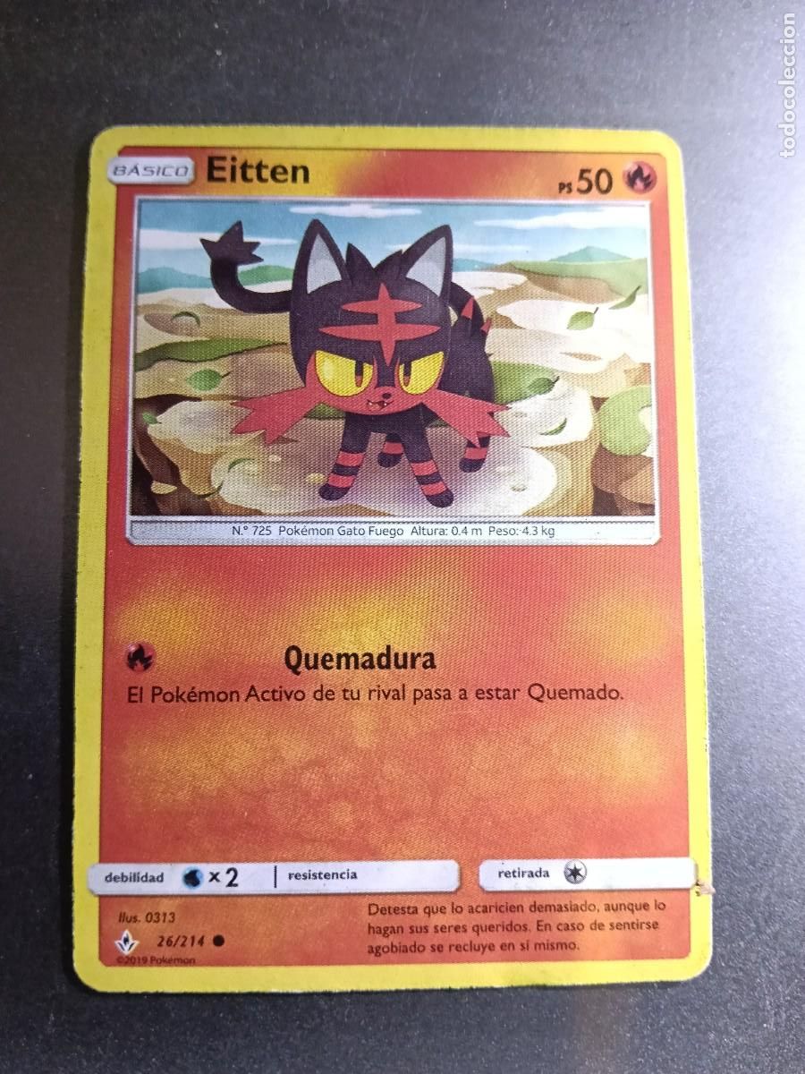Trading cards: CROMO CARTA EITTEN 26/214 QUEMADURA N&deg;725 POK&Eacute;MON 2019